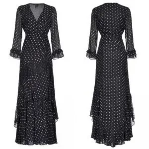 Pinko | Dresses | Pinko Georgette Polka Dot Wrap Long Maxi